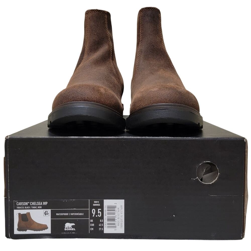 Sorel Men Carson Chelsea Waterproof Ankle Boots Size US 9.5 Tobacco Brown Suede - Picture 6 of 6